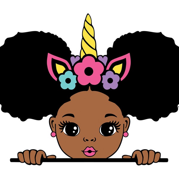 Peekaboo Girl Svg,Cue Baby Svg, Puff Hear SVG, Black Birthday Svg, Unicorn, Svg Files For Cricut, Svg Files