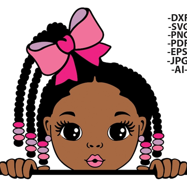 Black Girl Svg, Pink Ribbon Svg, Peekaboo Girl Svg, Cornrows Braid, Afro Fashion, Cornrow Wig, Afro Girl Svg, Svg Cut Files