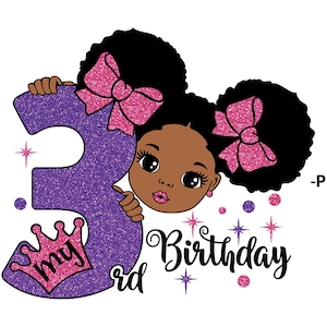Mi 3er cumpleaños, Afro Girl Svg, Black Girl ClipArt, Three years old, Birthday Girl Svg, Black Woman Clipart, Afro Woman Svg, Glamour Female