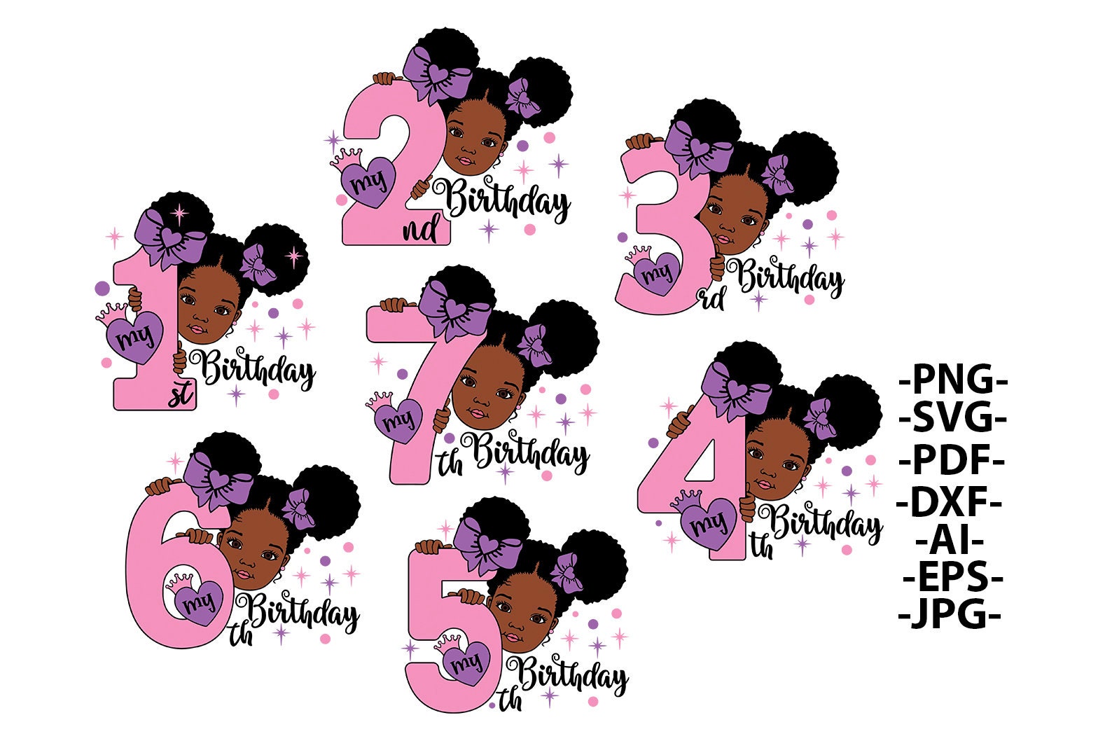 Black Girl Birthday Bundle Happy Birthday Svg Afro Girl Etsy