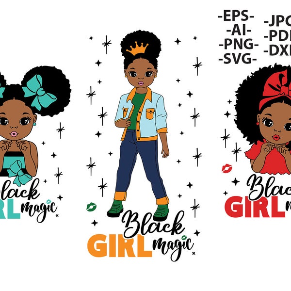 Black Girl Magic SVG Bundle: Afro Princess, Melanin Queen (Cut Files)