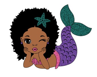 Sirena Afro SVG: Clipart de Mujer Negra (Archivos Digitales)