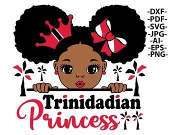 Trinidadian Princess SVG: Black Girl Afro, Melanin Queen (Digital Files)