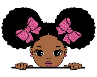 Peekaboo Girl Svg, Afro Girl Svg, Black Girl Svg, Pink lips, Cute Little Kid, 4 PNG Glitter, Svg Cut Files