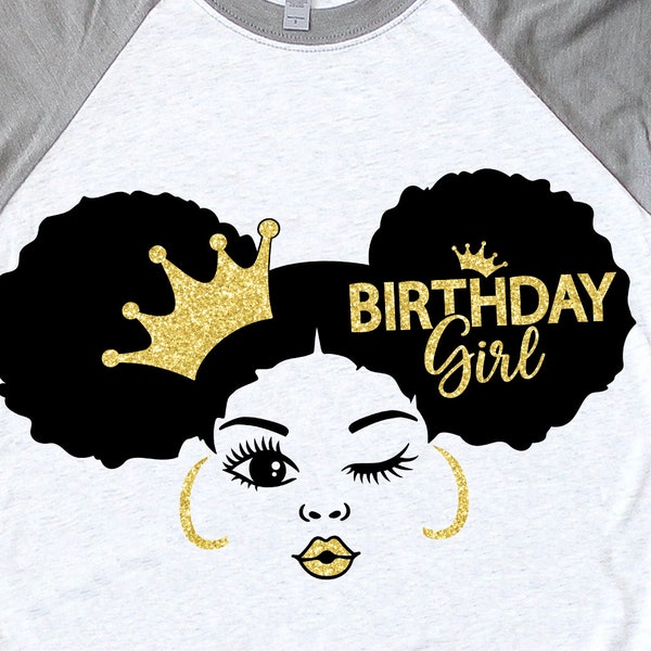 Birthday Girl Svg, Black Girl Svg, Afro Princess Svg, Melanin Queen Girl, Glitter Png, Black Girl Magic, Afro Woman Svg, Svg Cut Files