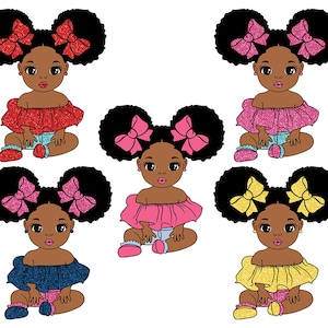 Baby Princess Svg, Afro Girl Svg, Girl with Bows Svg, Afro Puff, Black Woman Svg, Little Cute Kid, African American Girl, Svg Cut files