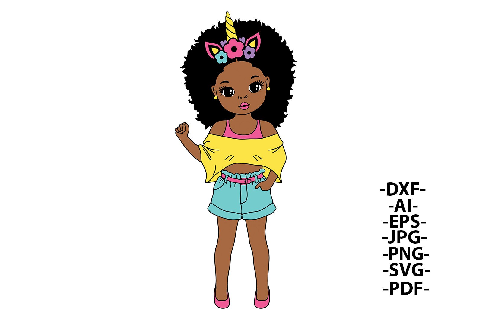 Afro Girl Svg Black Girl Unicorn Svg Birthday Suprise Puff Etsy