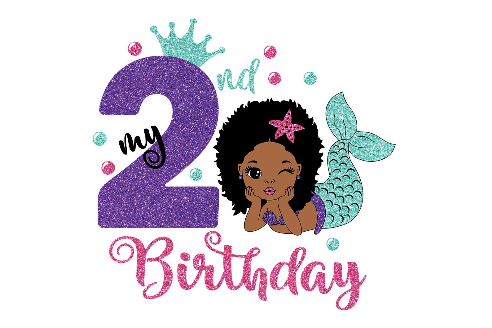 Download My 2nd Birthday Afro Mermaid Svg Mermaid Clip Art Birthday ...