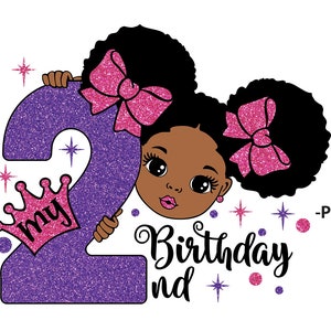 私の 2 歳の誕生日、黒人の女の子 SVG、誕生日の女の子 SVG、ハート、誕生日プレゼント SVG、2 歳、赤ちゃんへのプレゼント、アフリカ系アメリカ人 Png