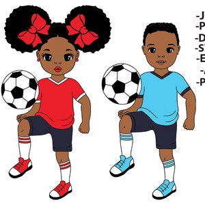Sport Bundle Svg, Svg garçon et fille, maillot de football fille, petite fille Clipart, Svg Afro Bundle, football garçon Png, Clipart afro-américain