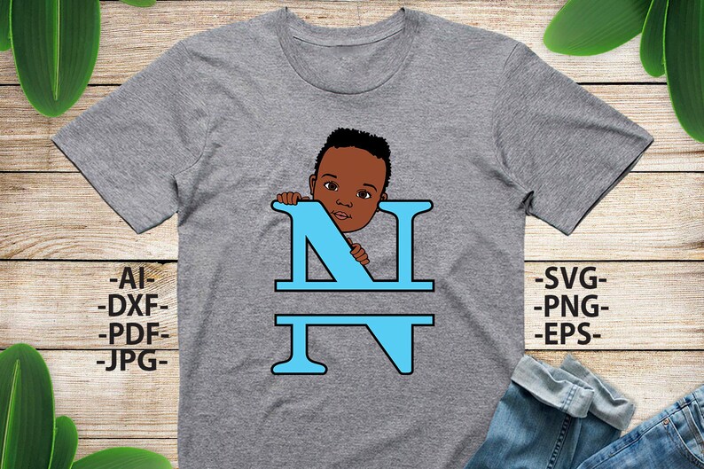 Black Boy Svg Letter N Alphabet Name Svg Peeking Boy Svg Etsy