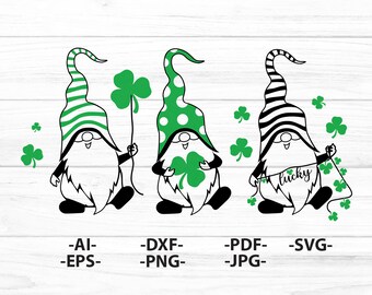 St Patricks Day Gnomes SVG: Lucky Shamrock Design (Digital Files)