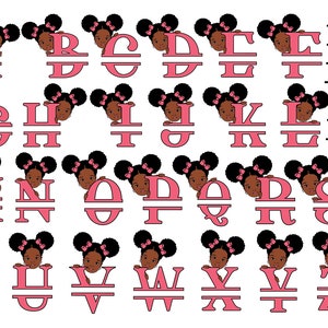 Alphabet Bundle Svg A-Z, 26 Svg Files, Birthday Letters Svg, Split Alphabet Svg, Alphabet Afro Girl Letters, Name Monogram Svg