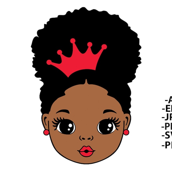 Afro Princess SVG: Black Girl Cut Files (Digital Download)
