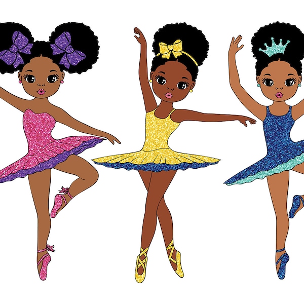 Black Girl Bundle Svg, Ballerina Svg, Gymnastics Girl Svg, Glitter, Black Girl Dance Svg, Elegant Girl, Black Girl Svg, Svg Cut Files