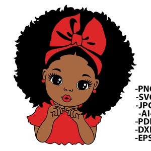 Peekaboo Girl Svg, Afro Girl Svg, Sweety Girl, Puff Hair, Schwarzes Mädchen Svg, Rote Lippen, Süßes Kleines Kind, Svg Cut Files