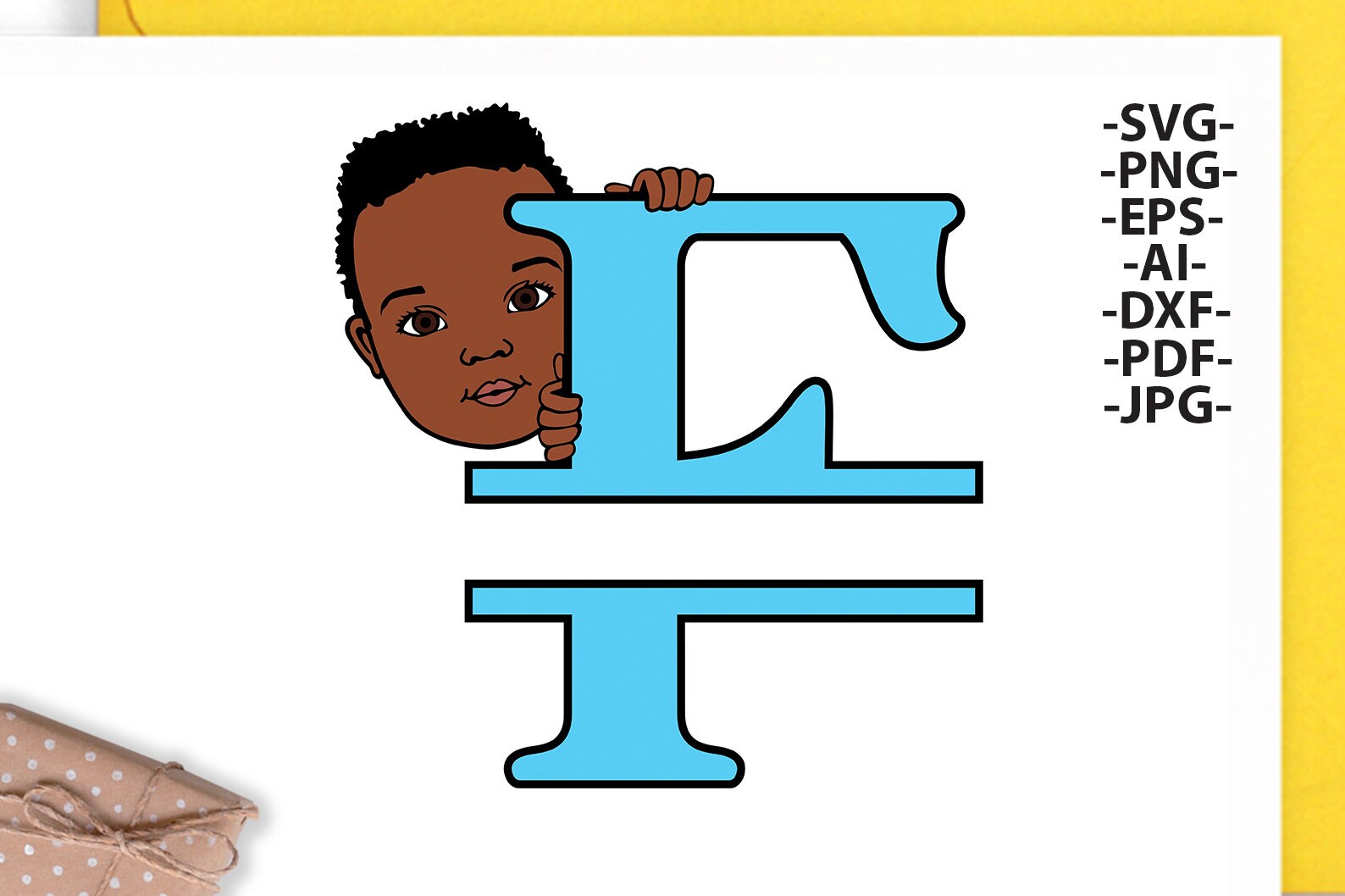 Black Boy Svg Letter F Alphabet Name Svg Peeking Boy Svg Etsy