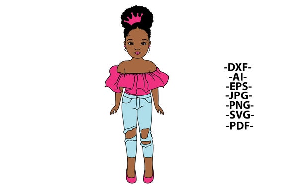 Afro Queen SVG: Pink Dress Princess Cut Files (Digital Download)