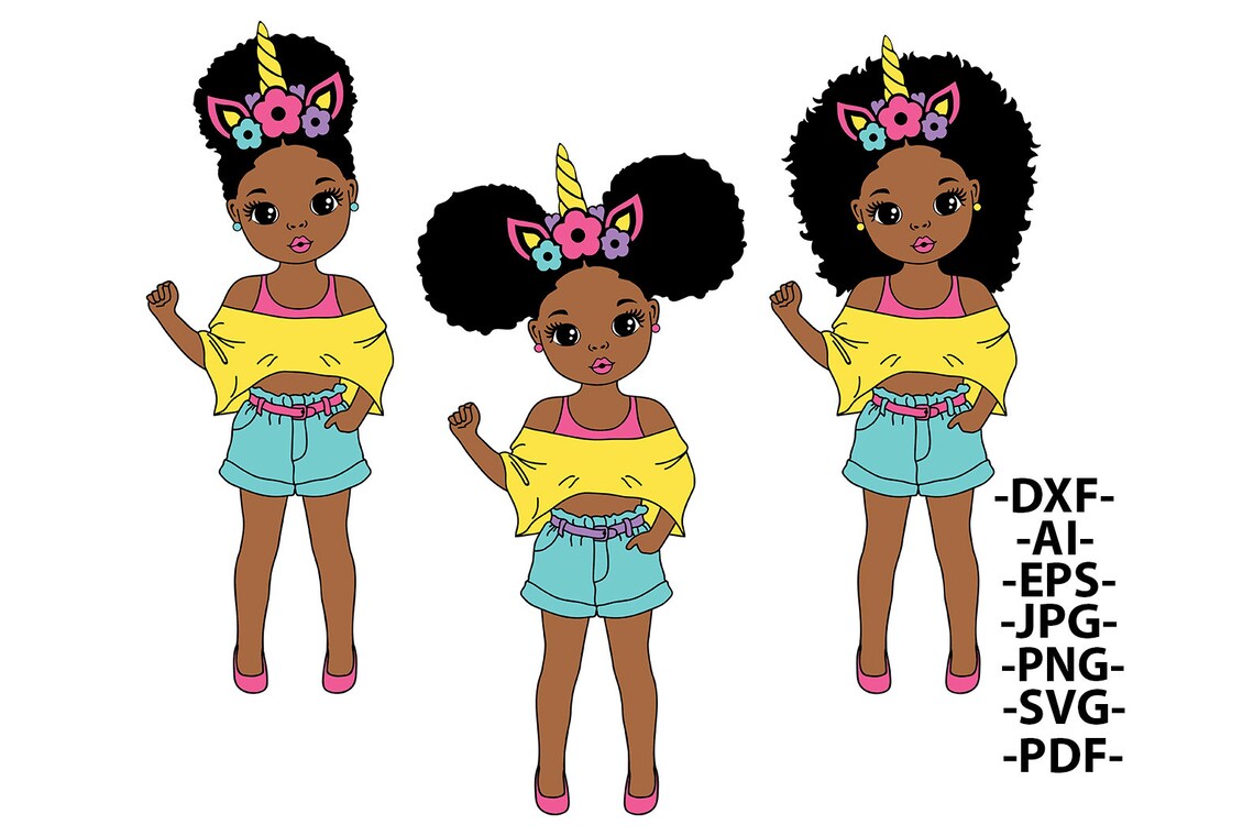 Afro Girl SVG Unicorn Birthday