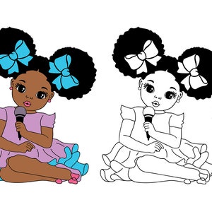 Ragazza che canta Svg, Ragazza con microfono, Ragazza afro che canta, Principi neri Svg, Donna afro Svg, Ragazza dolce Svg, Ragazzino carino, File tagliati Svg