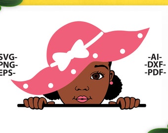 Afro Girl Peekaboo Clipart, Hat SVG, Cut Files (Digital Download