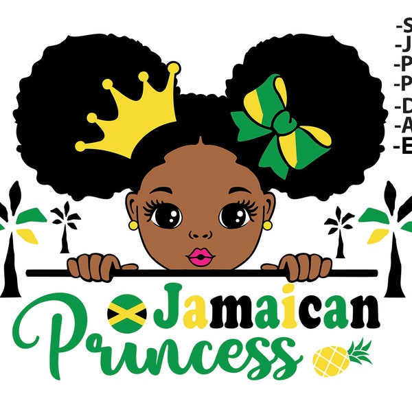 Jamaican kids, Jamaican art, Jamaican shirt, Cute Kid Svg, Peekaboo Girl Svg, Afro Girl Svg, Afro Kid Svg, Black princess Svg, Svg Cut Files