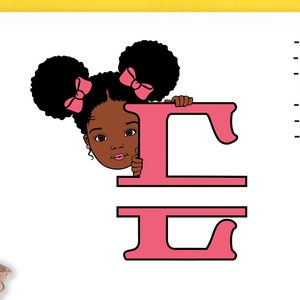 Afro Kid Svg Letter E, Alphabet Name Svg, Peeking Girl Svg, Split ...