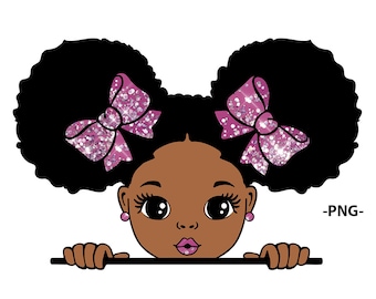Png Design for Girls, Peekaboo Png, Png Clipart, Afro Girl Png, Purple Ribbon, Black Kids Art, Black Girl Png, Purple lips, Cute Little Kid