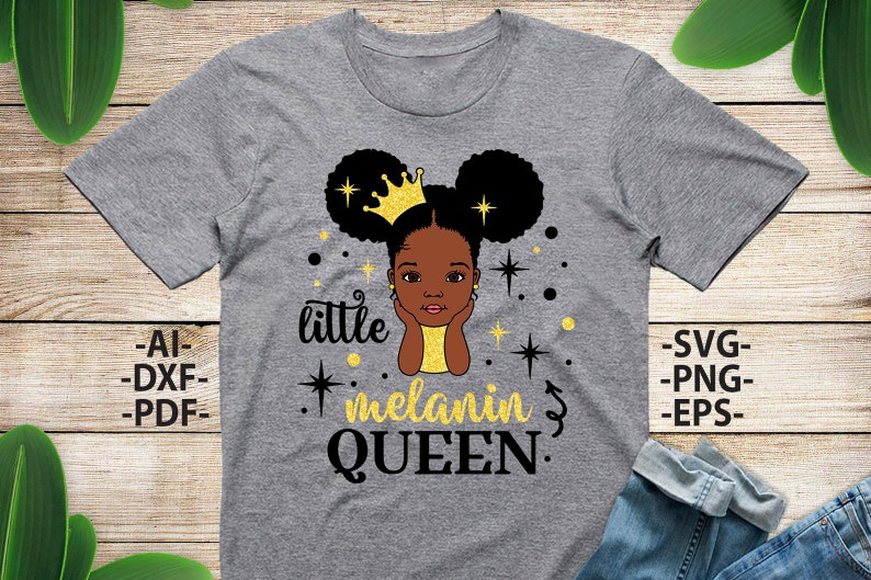 Svg Cut Files Black Queen Svg Afro Queen Black Girl Magic Black Girl Princess African American Little Melanin Queen Svg Puff Hair