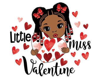 Pequeña señorita San Valentín afro PNG: Diseño de corazón (Descarga digital)