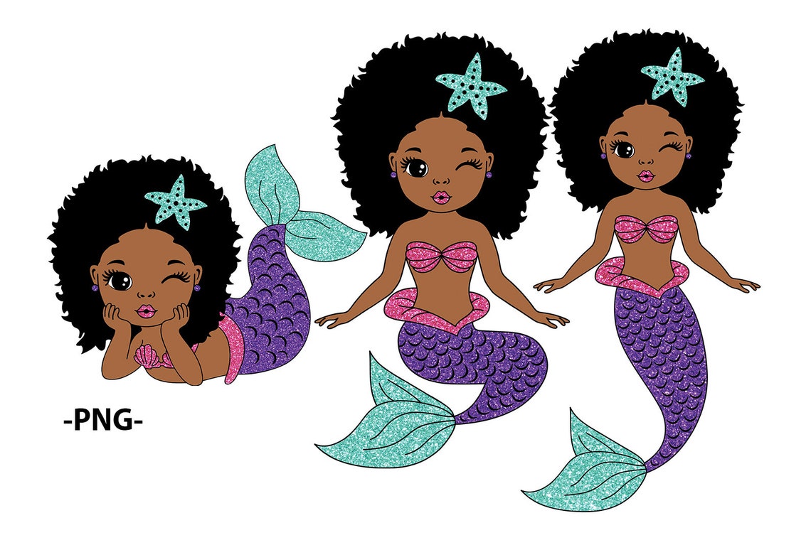 Download Mermaid Bundle Svg Afro Girls Svg Zwarte Zeemeermin Svg | Etsy