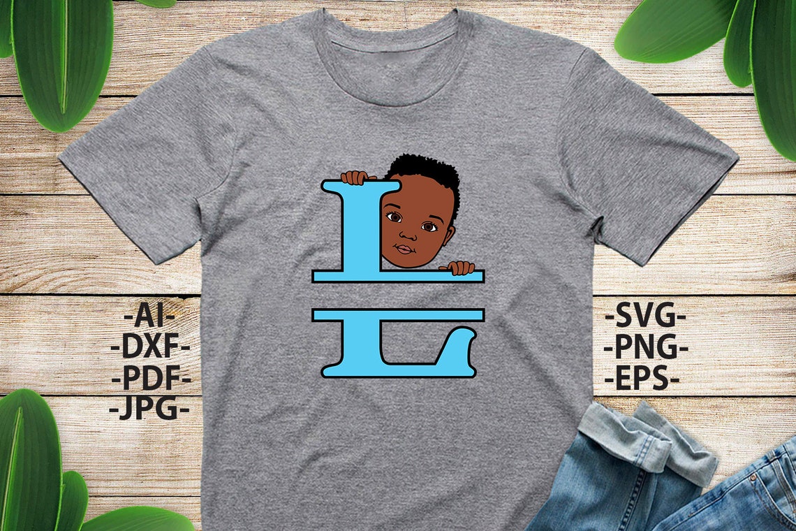 Black Boy Svg Letter L Alphabet Name Svg Peeking Boy Svg Etsy