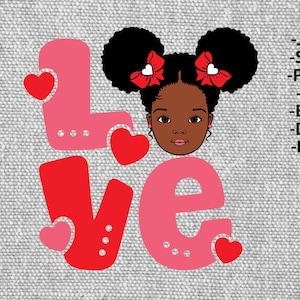 Ragazza nera con etichetta Love Svg, Afro Girl San Valentino, Afro baby girl Svg, Peekaboo girl Svg , Afro girl Svg, Cute black African Svg