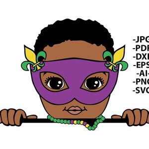 Mardi Gras Boy, Mardi Gras 2024, Masque de Mardi Gras, Chemise de la Nouvelle-Orléans, Fat Tuesday svg, Carnival Mask svg, Black Boy Svg, Peekaboo Boy