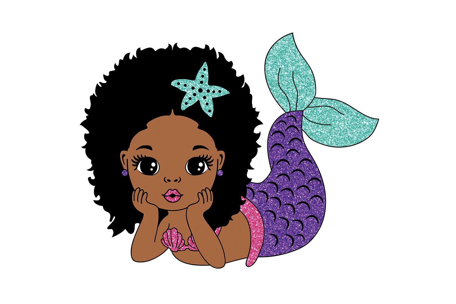 Mermaid Afro Svg Black Mermaid Svg Hair Puffs Black Woman Etsy UK