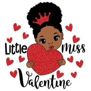Little Miss Valentine Svg, Afro Woman Valentine Svg, Cuore Svg, Capelli Soffio Svg, Amore Bambino Svg, Melanina SVG, Ragazza Nera Svg, Corona Svg