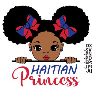 Bandiera di Haiti, Ragazza Principessa Nera, Haiti Svg, Ragazza Nera Svg, Camicia da donna di Haiti, Principessa Haitiana Svg, Melanina Regina Svg, Donna Afro Svg