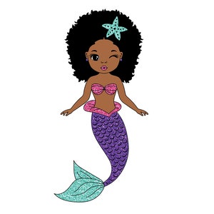 Afro Sirena Svg, Sirena Negra Svg, Ocean Girl, Black Woman Clipart, Afro Woman Svg, Glamour Female
