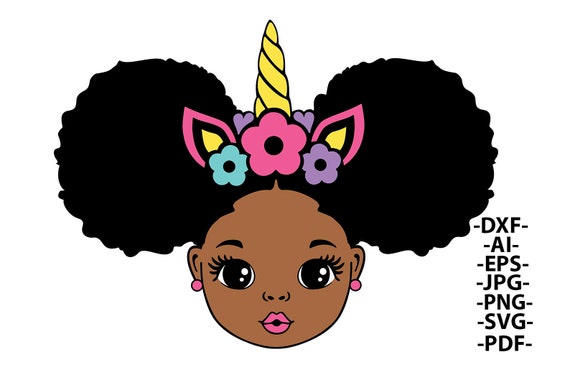 Afro Unicorn Svg, Cute Baby Svg, Puff Hear SVG, Black Birthday Svg, Girl  With Unicorn, Svg Files For Cricut, Svg Files