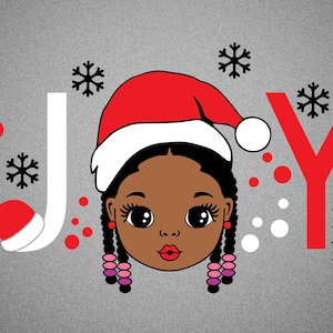 Christmas Joy Girl Svg, Afro Girl Svg, Little Cute girl, CornRow Hair Style, Christmas tshirt Svg, Christmas Clipart, Svg Cut files