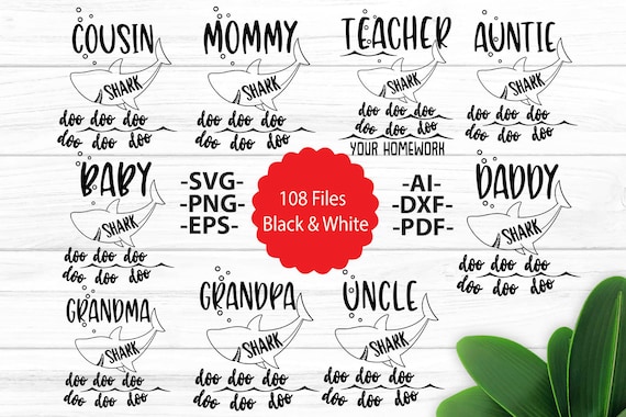 Free Free 291 Daddy Shark Svg Black And White SVG PNG EPS DXF File