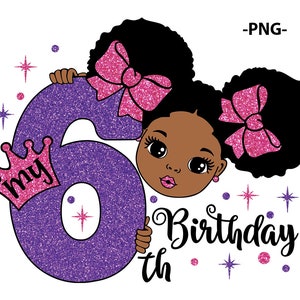 6th Birthday Svg, Birthday T-shirts Svg, It&#39;s My 6th Birthday, Birthday Girl Svg, Afro Birthday, Black Girl Magic, African  American