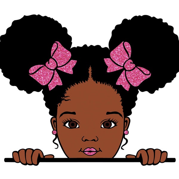 Afro Girl Peeking SVG: 6 Colors PNG, Black History Cut File