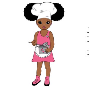 Sweet Little Girl Cooking Svg, Black Girl Cooker, Cooking Hat, Afro Girl Svg, Sweety Girl Svg, Puff Hair, Little Cute Girl, Svg Cut Files
