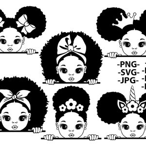 Pacchetto Svg Afro Girl, Pacchetto Outline Svg, Peekaboo Svg, file SVG Afro Woman, Pacchetto SVG Black Woman, Ragazza africana, Nero africano