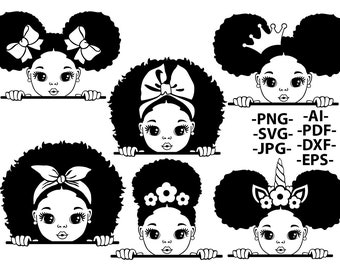 Afro Girl Svg Bundle, Outline Bundle Svg, Peekaboo Svg, Afro Woman svg files, Black Woman SVG bundle, African Girl, Black African