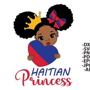 Bandiera di Haiti, Ragazza principessa nera, Svg di Haiti, Ragazza nera svg, Camicia di Haiti svg, Principessa haitiana svg, Regina di melanina, Donna afro svg