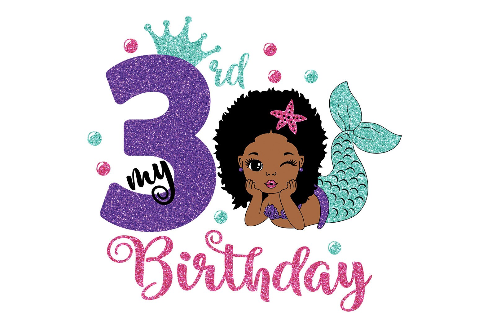 Download Mijn 3e verjaardag Afro Mermaid Svg Mermaid Clip Art Drie ...