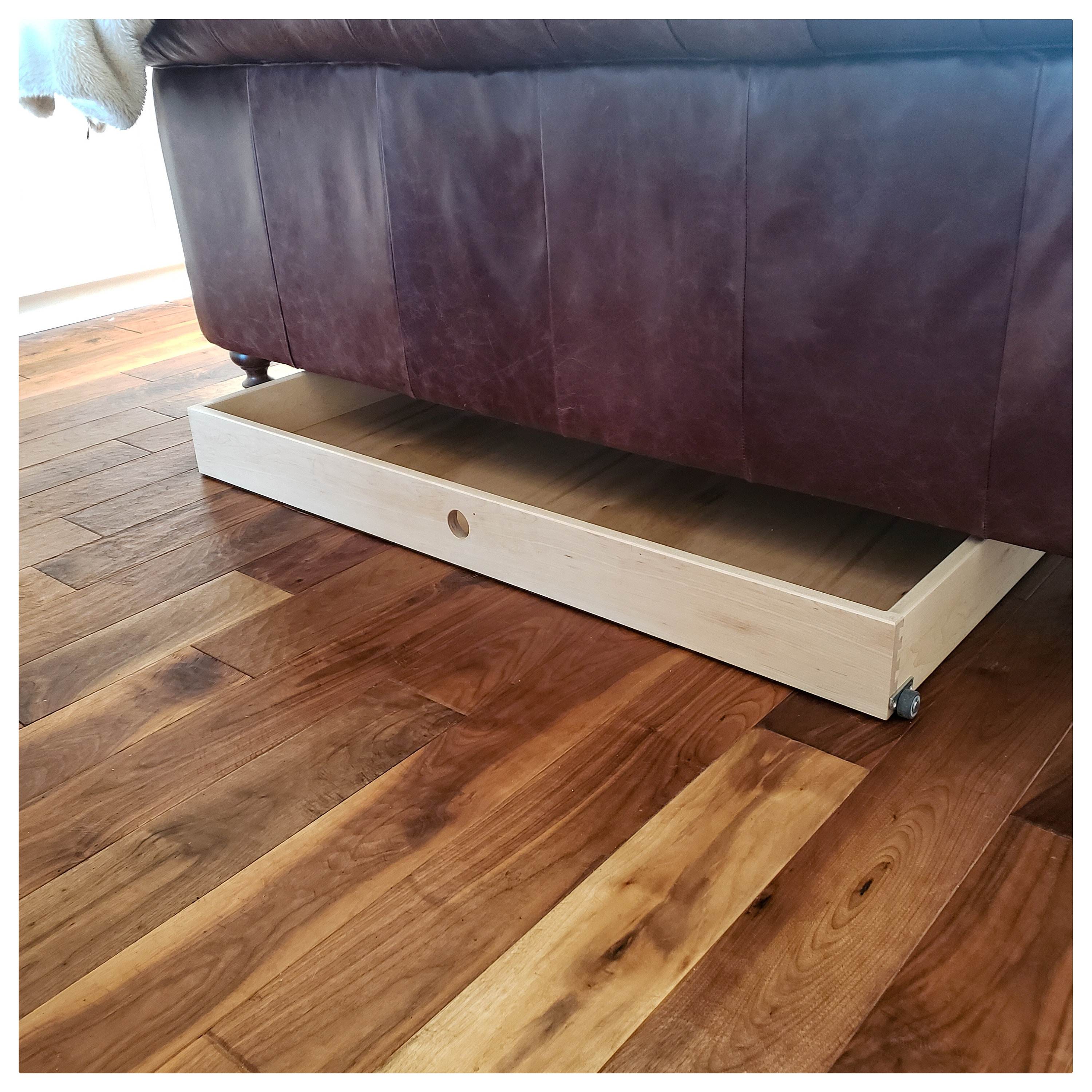 Wooden under 2024 sofa storage