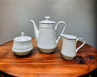 3-Piece Coffee Set White Platinum Trim Formalities by Baum Bros.